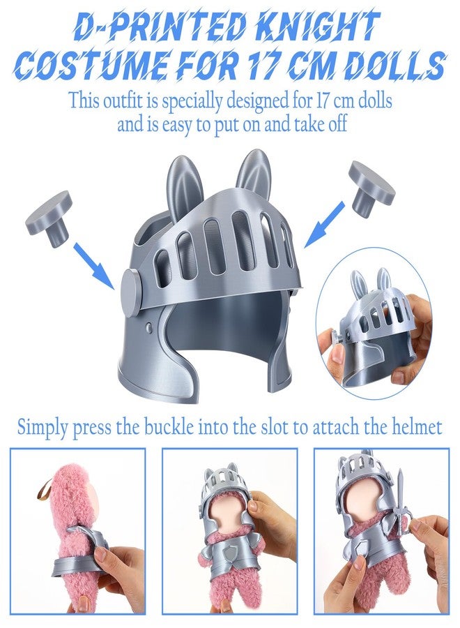 Simgoing 17 cm Doll Knight Costume Outfit Helmet Armor Sword Cute Medieval Armor Suit for Halloween Easter Renaissance Fair Costume Doll Clothes Accessory Gift Collection(Silver) - Image 2